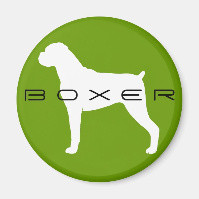 Boxer Dog Silhouette with Natural Ears Magnet (Front)