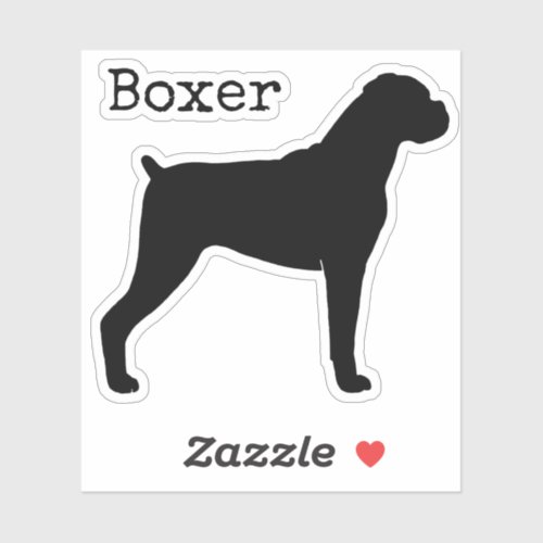 Boxer Dog Silhouette with Natural Floppy Ears Sticker