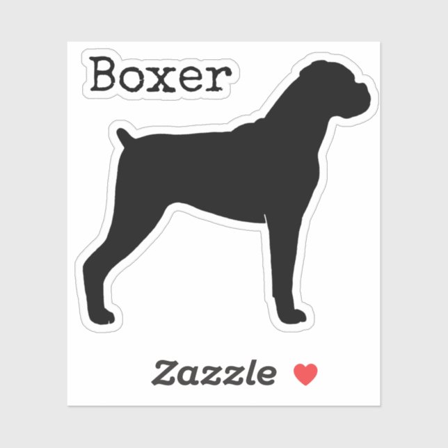 Boxer Dog Silhouette with Natural Floppy Ears Sticker (Sheet)