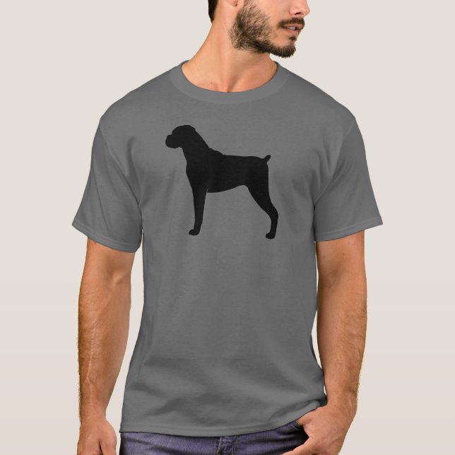 Boxer Dog Silhouette with Natural Floppy Ears T-Shirt (Front)