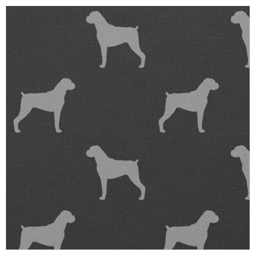 Boxer Dog Silhouettes Black and Grey Patterned Fabric