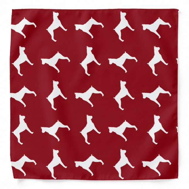 Boxer Dog Silhouettes Pattern Bandana (Front)