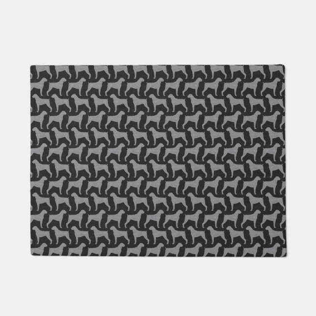 Boxer Dog Silhouettes Pattern Grey Doormat (Front)