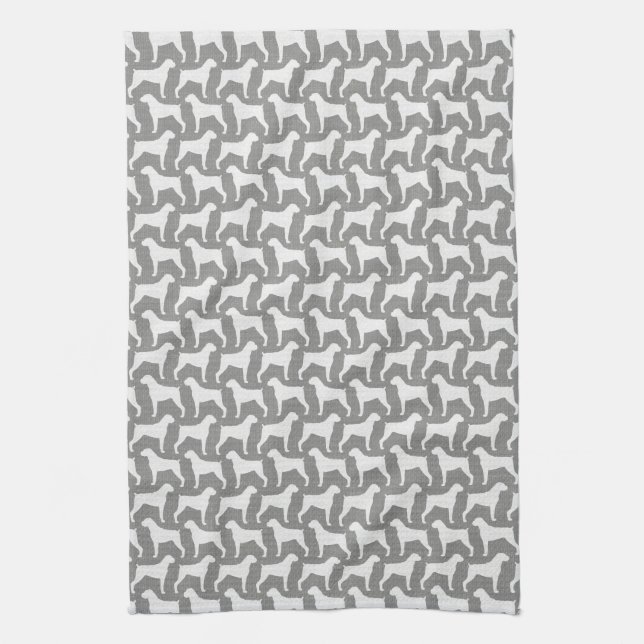 Boxer Dog Silhouettes Pattern Grey Towel (Vertical)