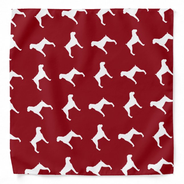 Boxer Dog Silhouettes Pattern - Natural Ears Bandana (Front)