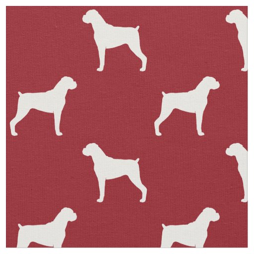 Boxer Dog Silhouettes Red and White Patterned Fabric