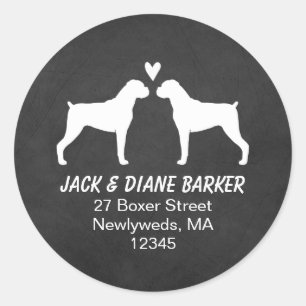 Boxer Dog Silhouettes Return Address Classic Round Sticker