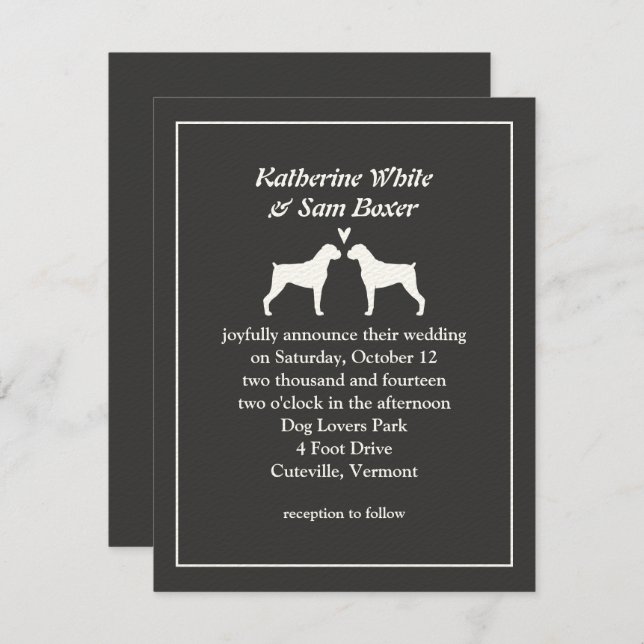 Boxer Dog Silhouettes Wedding Invitation (Front/Back)