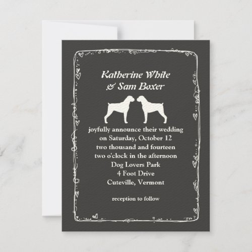 Boxer Dog Silhouettes Wedding Invitation