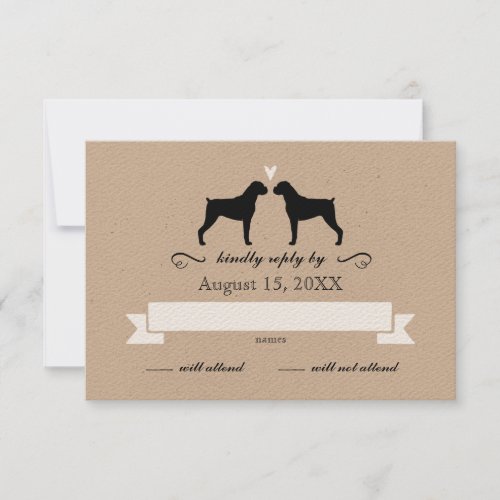Boxer Dog Silhouettes Wedding RSVP