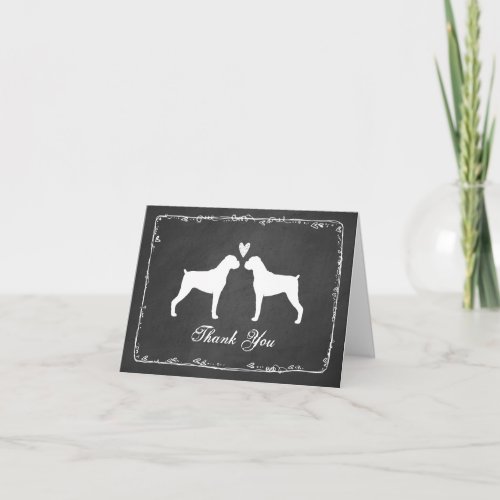 Boxer Dog Silhouettes Wedding Thank You Thanks