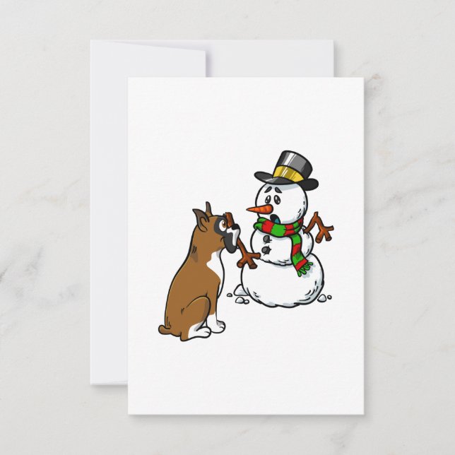 Boxer Dog Snowman Christmas Card (Front)