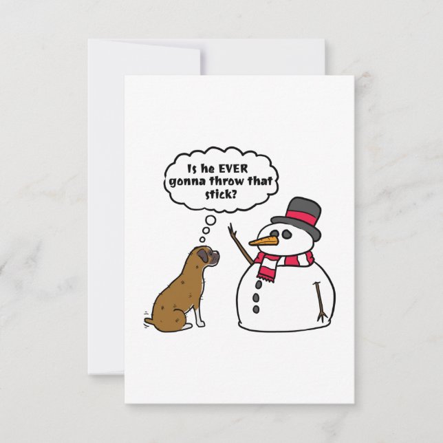 Boxer Dog Snowman Christmas Card (Front)
