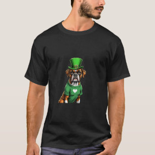 Boxer Dog St Patrick s Day I Irish Green Hat St Pa T-Shirt