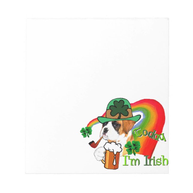 Boxer Dog St Patrick's Day Notepad (Front)