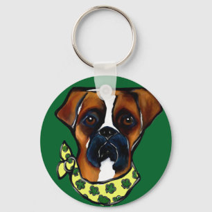 Boxer Dog St. Patty Keychain