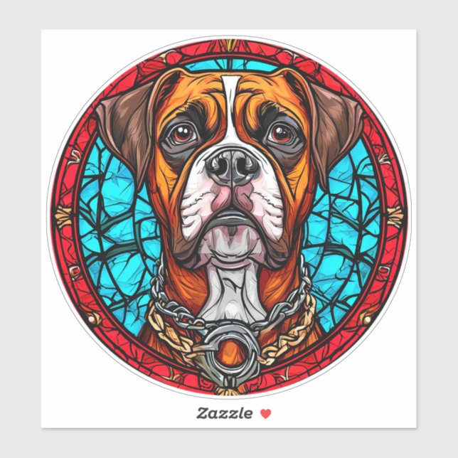 Boxer Dog Stained Glass Sticker (Sheet)