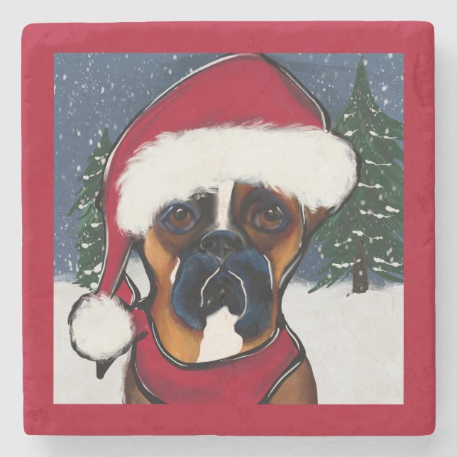 Boxer Dog Stone Coaster (Front)