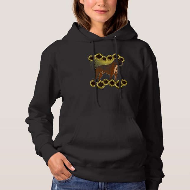 Boxer Dog Sunflowers Cute Boxer Dog   Hoodie (Front)