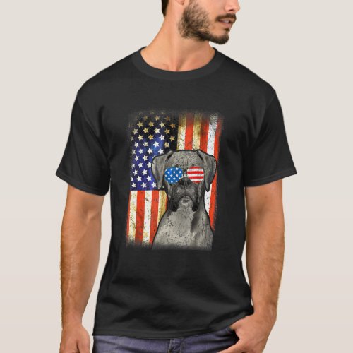 Boxer Dog Sunglasses 4th Of July American Flag Pat T_Shirt