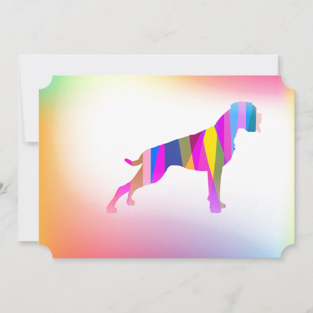 Boxer Dog Thank you cards rainbow fancy (Front)