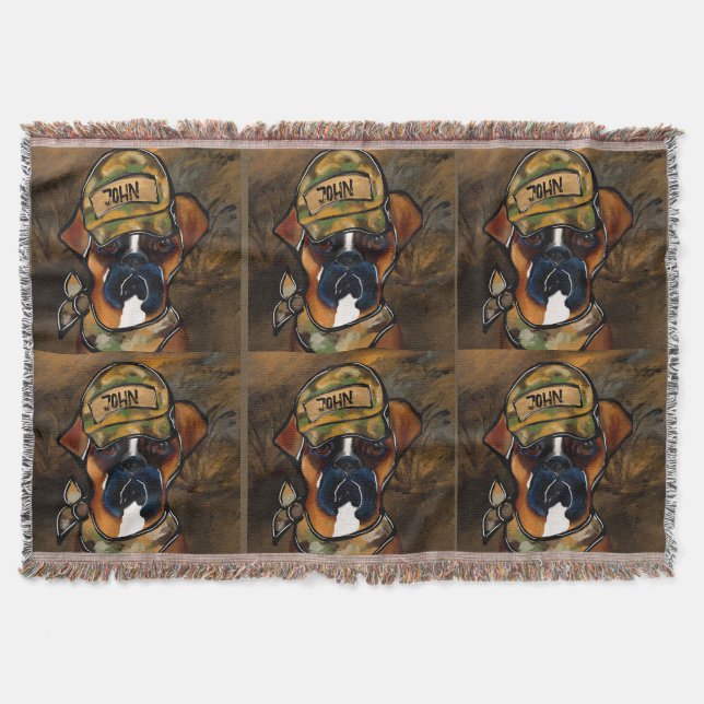 Boxer Dog Throw Blanket (Front)