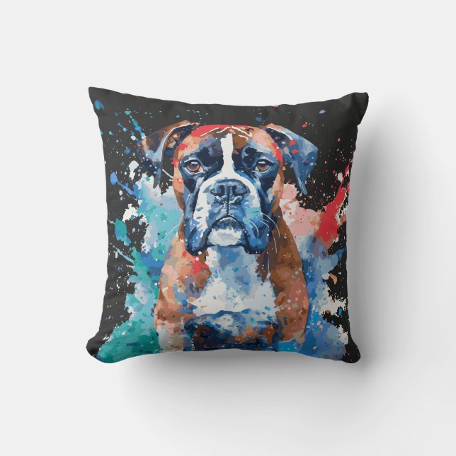 Boxer Dog Throw Pillow (Front)