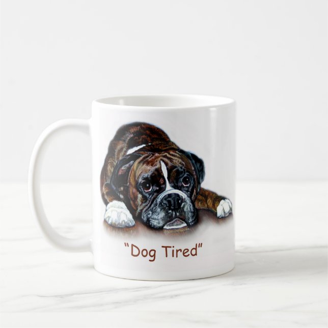 Boxer dog tired mug (Left)