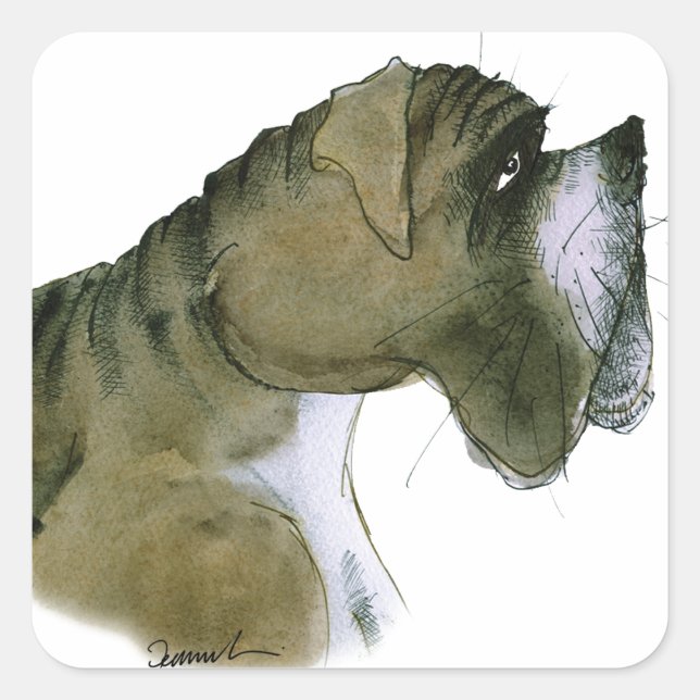 boxer dog, tony fernandes square sticker (Front)