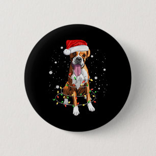 Boxer Dog Tree Christmas Lights Xmas Pajama Button