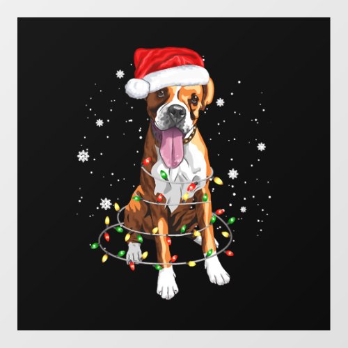 Boxer Dog Tree Christmas Lights Xmas Pajama Floor Decals