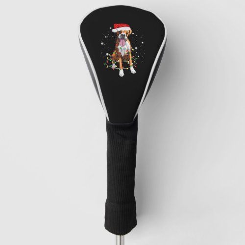 Boxer Dog Tree Christmas Lights Xmas Pajama Golf Head Cover
