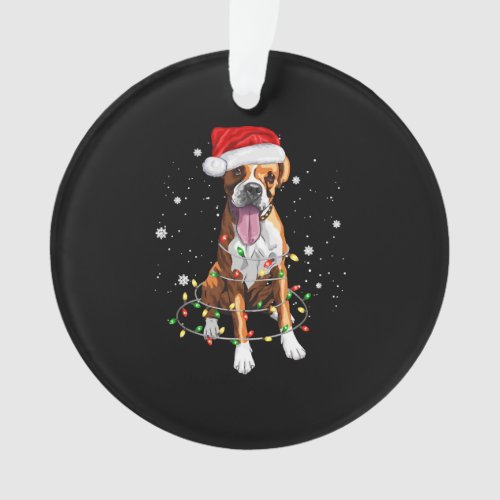Boxer Dog Tree Christmas Lights Xmas Pajama Ornament
