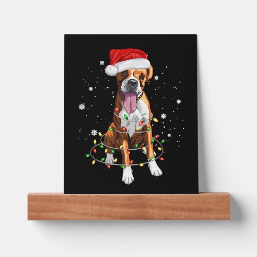 Boxer Dog Tree Christmas Lights Xmas Pajama Picture Ledge