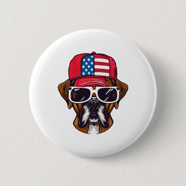 Boxer Dog USA Button (Front)