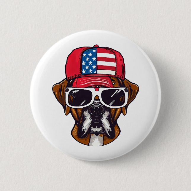 Boxer Dog USA Button (Front)