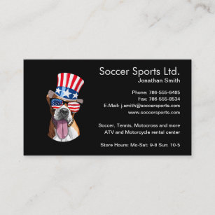Boxer Dog USA Flag Hat Glasses 4th of July Business Card