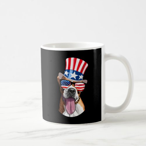 Boxer Dog USA Flag Hat Glasses 4th of July Coffee Mug