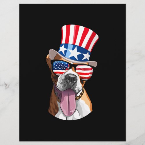 Boxer Dog USA Flag Hat Glasses 4th of July Flyer