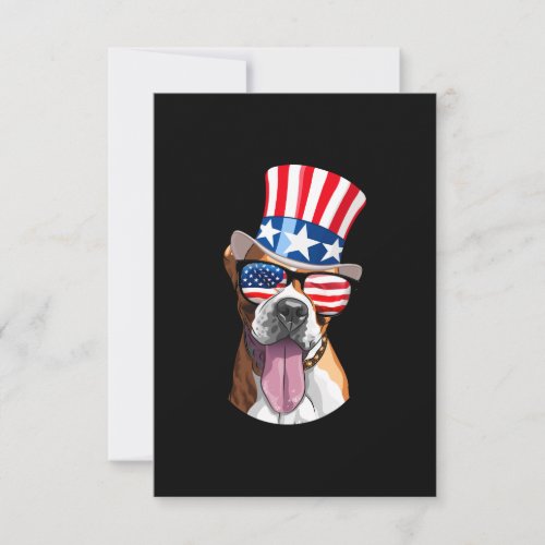 Boxer Dog USA Flag Hat Glasses 4th of July Invitation