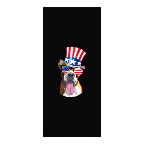 Boxer Dog USA Flag Hat Glasses 4th of July Rack Card