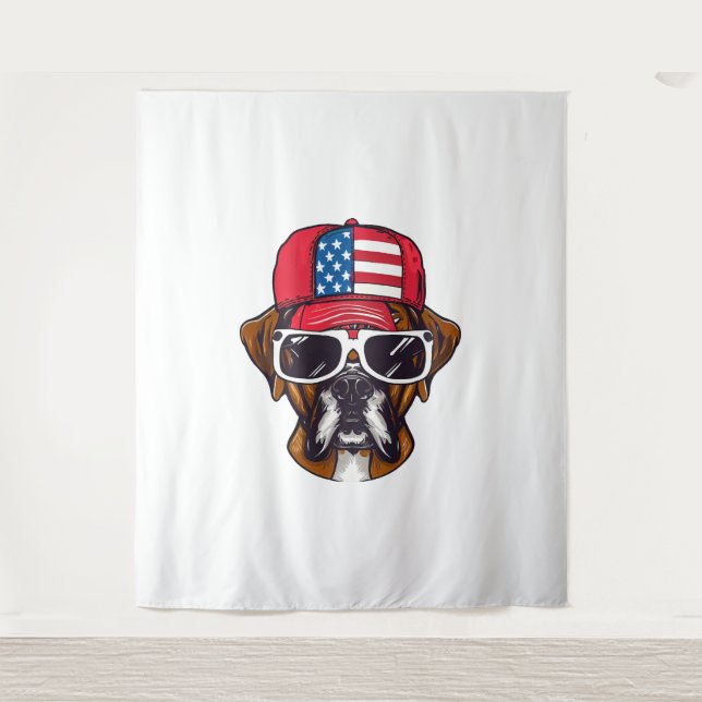 Boxer Dog USA Tapestry (Front)