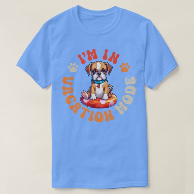 Boxer Dog Vacation Mode 1 T-Shirt (Design Front)