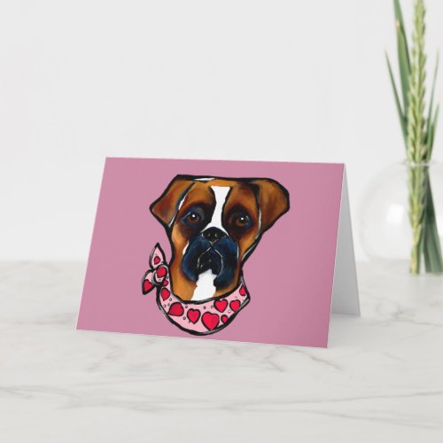 Boxer Dog Valentine Holiday Card