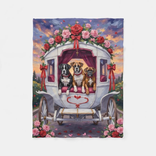 Boxer Dog Valentine's Day  Fleece Blanket (Front)