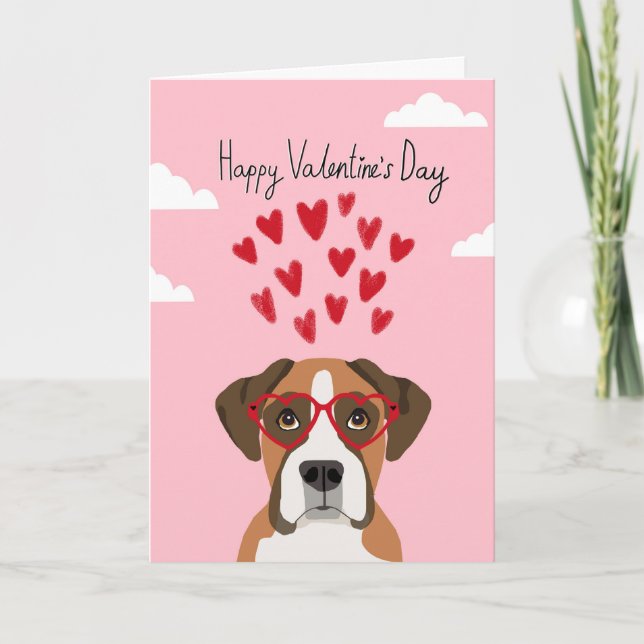 Boxer Dog Valentines Love Card (Front)