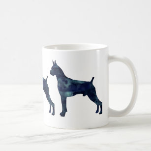 Boxer Dog Watercolor Geometric Pattern Silhouette Coffee Mug