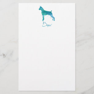 Boxer Dog Watercolor Stationery