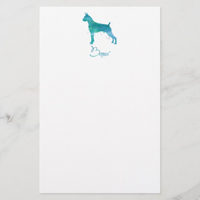 Boxer Dog Watercolor Stationery (Front)