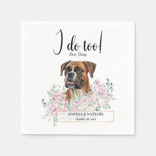 Boxer Dog Wedding Cocktail Napkins